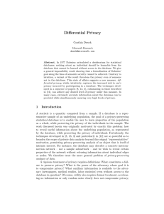 Differential Privacy Cynthia Dwork