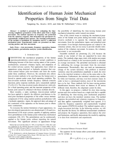 Identification of Human Joint Mechanical Properties from Single Trial Data Yangming Xu,
