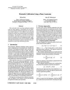 Kinematic Calibration Using a Plane Constraint f;