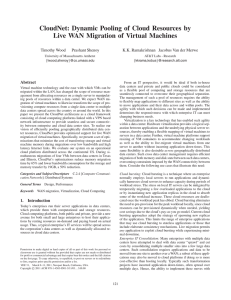 CloudNet: Dynamic Pooling of Cloud Resources by Timothy Wood Prashant Shenoy