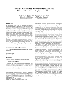 Towards Automated Network Management: Network Operations using Dynamic Views University of Michigan