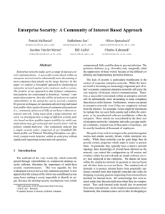 Enterprise Security: A Community of Interest Based Approach Patrick McDaniel Subhabrata Sen