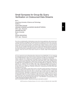 Small Synopses for Group-By Query Verification on Outsourced Data Streams 15