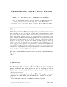 Towards Building Logical Views of Websites ∗ Ee-Peng Lim Zehua Liu