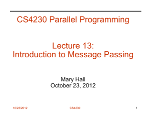 CS4230 Parallel Programming Lecture 13: Introduction to Message Passing Mary Hall