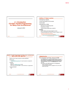 L1: Introduction   CS 6235: Parallel Programming for Many-Core Architectures&#34; 1/9/12