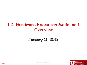 L2: Hardware Execution Model and Overview January 11, 2012 L2: Hardware Overview