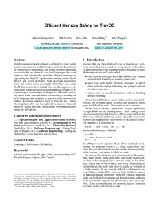 Efficient Memory Safety for TinyOS { } Abstract