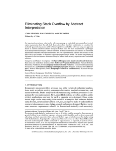 Eliminating Stack Overflow by Abstract Interpretation University of Utah