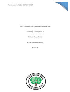 1  EPCC: Establishing Priority Classroom Communication Teachership Academy Phase II