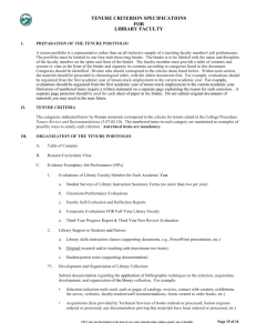 TENURE CRITERION SPECIFICATIONS FOR LIBRARY FACULTY