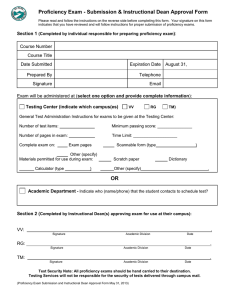 Proficiency Exam - Submission &amp; Instructional Dean Approval Form