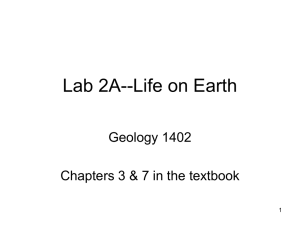 Lab 2A--Life on Earth  Geology 1402