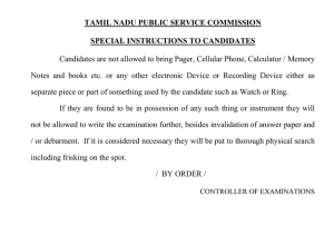 TAMIL NADU PUBLIC SERVICE COMMISSION SPECIAL INSTRUCTIONS TO CANDIDATES