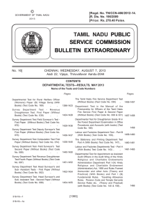 TAMIL NADU PUBLIC SERVICE COMMISSION BULLETIN EXTRAORDINARY