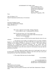 GOVERNMENT OF TAMIL NADU Letter No.68096/per.5/94-1  Personnel and Administrative