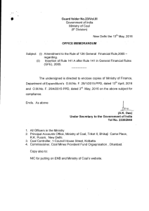 Guard folder No.23No1.81 OFFICE MEMORANDUM Government of India Ministry of Coal