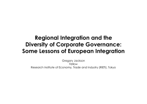 Regional Integration and the Diversity of Corporate Governance: Gregory Jackson