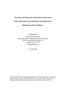 Monetary and Financial Cooperation in East Asia: Monitoring and Surveillance