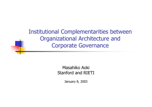 Institutional Complementarities between Organizational Architecture and Corporate Governance Masahiko Aoki