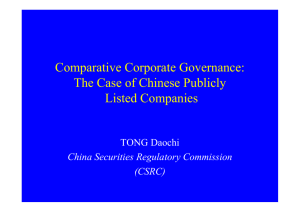 Comparative Corporate Governance: The Case of Chinese Publicly Listed Companies TONG Daochi