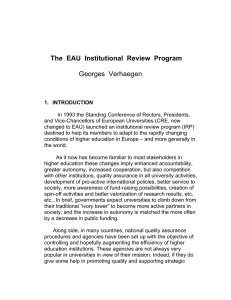 The  EAU  Institutional  Review  Program