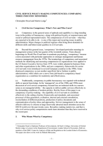 CIVIL SERVICE POLICY-MAKING COMPETENCIES: COMPARING THREE INDUSTRY MINISTRIES 1.