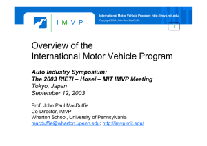 Overview of the International Motor Vehicle Program I V  P