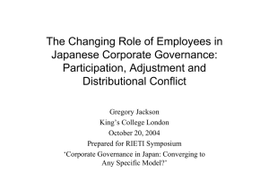 The Changing Role of Employees in Japanese Corporate Governance: Participation, Adjustment and