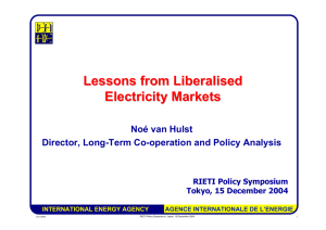 Lessons from Liberalised Electricity Markets Noé van Hulst