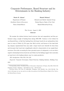 Corporate Performance, Board Structure and its Determinants in the Banking Industry