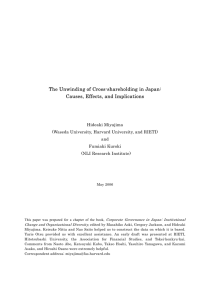 The Unwinding of Cross-shareholding in Japan: Causes, Effects, and Implications