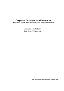 Corporate Governance and Innovation Joseph A. McCahery Erik P.M. Vermeulen