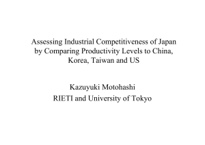 Assessing Industrial Competitiveness of Japan by Comparing Productivity Levels to China,