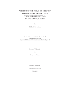 WIDENING THE FIELD OF VIEW OF INFORMATION EXTRACTION THROUGH SENTENTIAL EVENT RECOGNITION