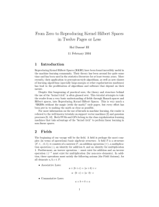 From Zero to Reproducing Kernel Hilbert Spaces 1 Introduction