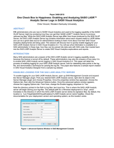 One Check Box to Happiness: Enabling and Analyzing SAS® LASR™