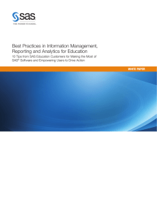 Best Practices in Information Management, Reporting and Analytics for Education