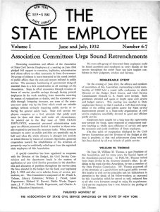 THE STATE EMPLOYEE Association Committees Urge Sound Retrenchments June and July, 1932