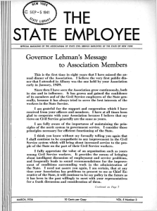 THE EMPLOYEE STATE Governor Lehman's Message