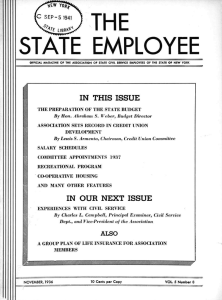 1 THE STATE EMPLOYEE IN THIS ISSUE