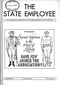 THE STATE EMPLOYEE 10 Cents per Copy NOVEMBER, 1937