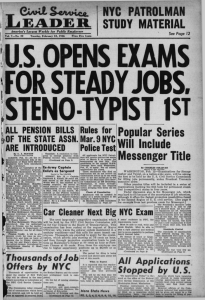 U.S.OPENS EXAMS FOR STEADY JOBS. STENO-TYPIST 1ST