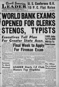 WORLD BANK EXAMS OPENED FOR CLERKS TYPISTS STENOS