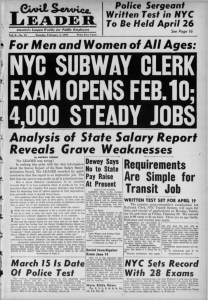 NYG SUBWAY CLERK EXAM OPENS FEB.10; 4.000 STEADY JOBS