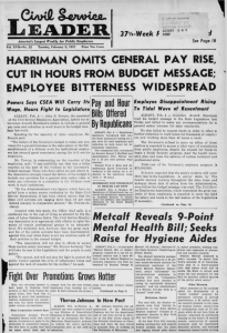 Pay and Hour Bills Offered By Republicans HARRIMAN OMITS GENERAL PAY RISE^