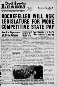 ROCKEFELLER WILL ASK LEGISLATURE FOR MORE COMPETITIVE STATE PAY MJ MAJD&#34;^