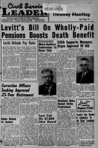 Levitt's Bill On Wholly-Paid Pensions Boosts Deatli Benefit Levitt Defends Pay Raise