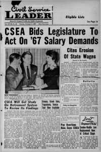 CSEA Bids Legislature To Act On '67 Salary Demands Cites Erosion