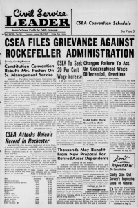 L i CSEA FILES GRIEVANCE AGAINST ROCKEFELLER ADMINISTRATION E